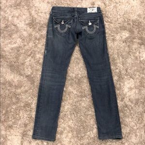 True Religion Embroidered Distressed Skinny Jean
